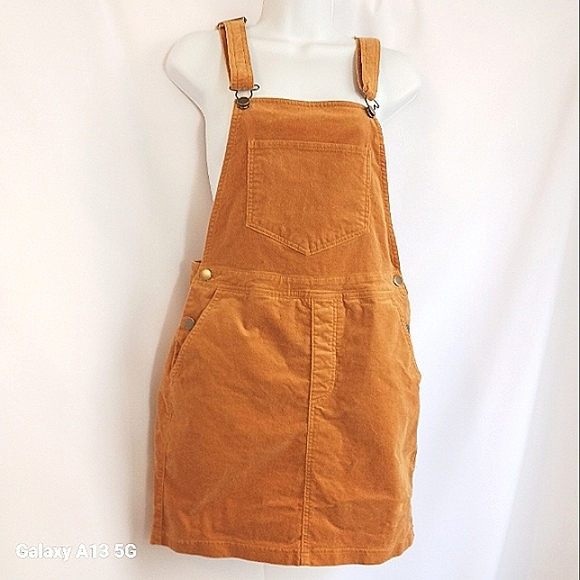 Forever 21 Women's Mustard Yellow Corduroy Overall Dress Sz M - Picture 3 of 9